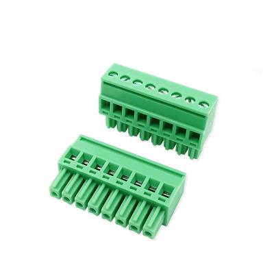 China Flame retarding PCB plug and pull wiring terminal 15EDG/2EDGKA3.81 2P-24P welding free butt green for sale