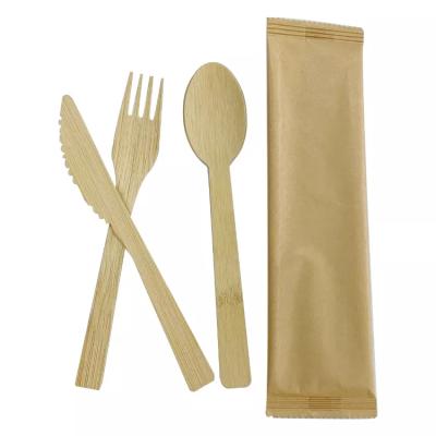 China Wholesale Craft Customized Disposable Nature Bamboo Cutlery Set Home Hotel Restaurant Party Picnic for sale