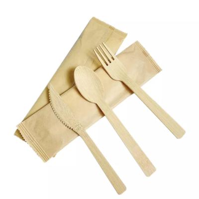 China Hotel Restaurant Home Party Picnic Portable Disposable Bamboo Tableware Spoon Knife And Forks For Party Picnic Biodegradable Cutlery for sale