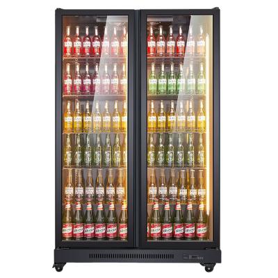 China Hotel Supermarket Beverage Fridge 2 Door Commercial Display Cold Drink Refrigerator for sale