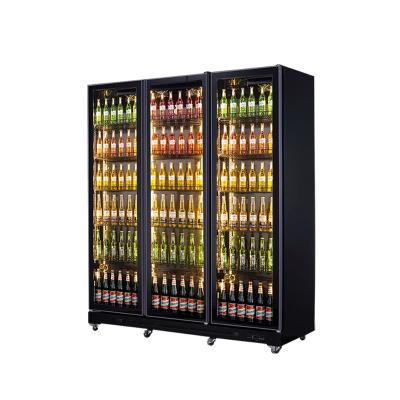 China Hotel Factory Brand Display Refrigerator 3 Glass Door Wine Cooler Showcase Vertical Pepsi Refrigerator for sale