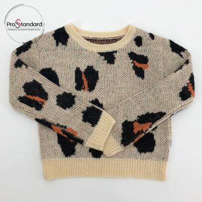 China Child Autumn Warm Clothes Leopard Print Flexible Pullover Sweater Top for sale