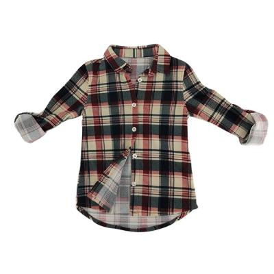 China Soft KIDS CLASSIC CASUAL PLAID FLANNEL BUTTON PLACKET ROLL UP LONG SLEEVE SHIRT FOR BOY GIRL for sale