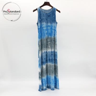 China 2021 soft WOMEN'S SUMMER BEACH WEAR CASUAL TIE DYE PRINT ODM ODM DRESS RAW EDGE for sale