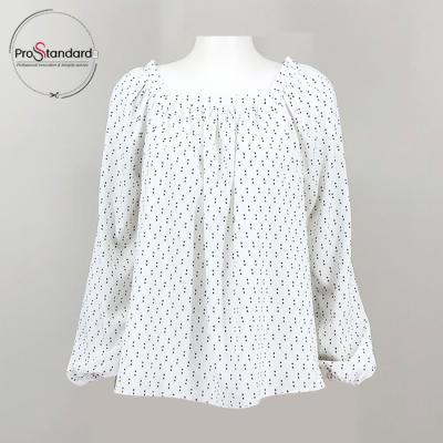 China 2021 Fashion Women's Breathable Dots Swing Top Odd Ladies Polka Neck Romantic Square Blouse for sale