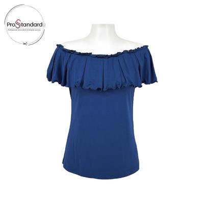 China Beautiful New Design Women Clothing Breathable Off The Shoulder Frill Ruffle Blouse Tops for sale