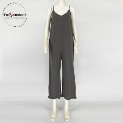 China Breathable Women Shape Solid Wide Leg Cami Jumpsuit Harem Leg Thin Tie Up Sleeveless Backless Playsuit for sale