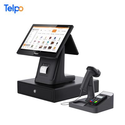 China Telpo SDK Dual Screen 15.6 Inch All In One Android Cash Register POS Machine With Thermal Printer for sale