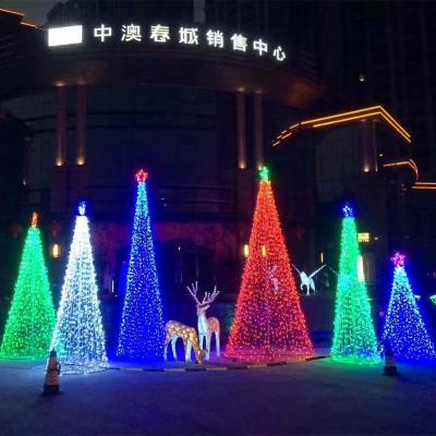 China Christmas Tree Dynamic Lights 2D Light Outdoor Christmas Reindeer 3D Model Lights Santa Claus With Sleigh For Theme Decoration for sale