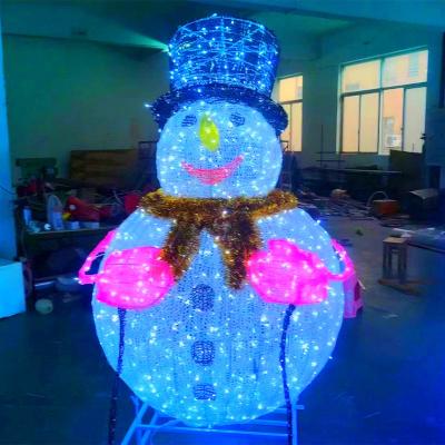 China ABS& LED Gift Mall Christmas Decorations Outdoor Luminous Led Wrought Iron Christmas Snowman for sale