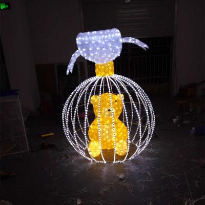 China Outdoor Holiday Decoration Garden City Commercial Street Lamp Post Led Lighting Bear Christmas Theme Decorative Lights for sale