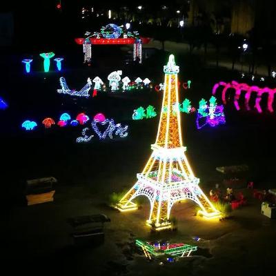 China Outdoor Design 2D3D LED Holiday Decoration Lantern Pattern Light Waterproof Eiffel Pattern Theme Light for sale