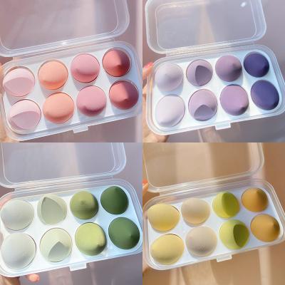 China Multifunctional Hydrophilic Makeup Sponge 8pcs PP Plastic Sponge Plastic Box Egg Shape Base Beauty Makeup Funny Egg for sale