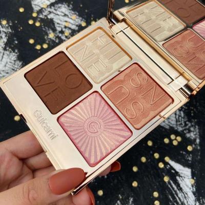 China Full-featured palette of Four-color waterproof shade illuminating powder, three-dimensional nose shadow highlighting blush for sale