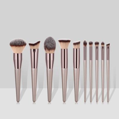 China New Waterproof Makeup Brushes 10pcs Makeup Brush Set Champagne Gold Handle Brush Set for sale