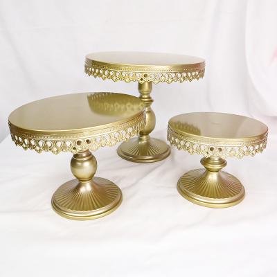 China Disposable 3pcs Cake Stand Set Decorating Display Decoration Cake Table Rose Metal Wedding Dessert Cake Stand 3pcs Set Black White Blue for sale