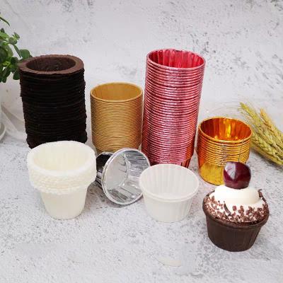 China 2021 Disposable The New Wedding Party Decoration Supplies Aluminum Foil Cup Cake Baking Reusable High Temperature Resistant Mold for sale