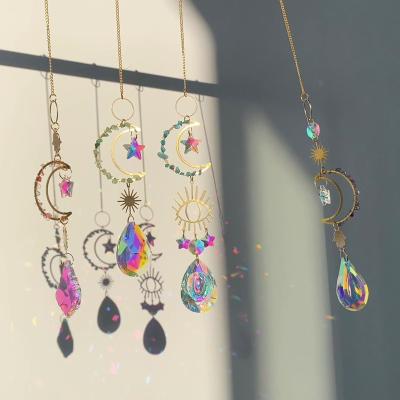 China Wholesale High Quality Europe K9 Crystal Sun Catcher Moon Crystal Sun Wind Chimes Catchers for sale