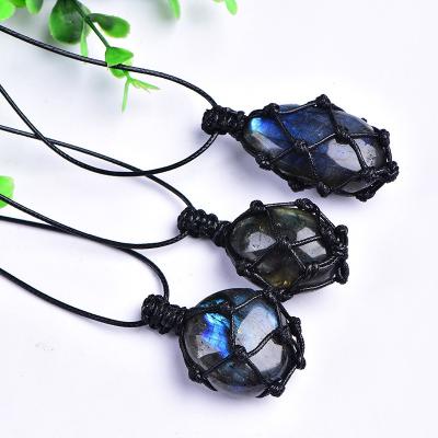 China Europe Crystal Pendant High Quality Blue Labradorite Pendant Necklace Flash Gemstone Pendant Jewelry for sale