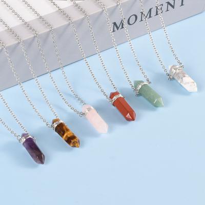 China Natural Gemstone Crystal Necklace Pendant Rose Quartz Amethyst Crystal Point Reiki Stone from Europe for sale