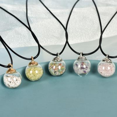 China Europe Fashion Jewelry Necklaces Round Glass Ball Crystal Chips Crystal Pendant Crystal Necklace for sale