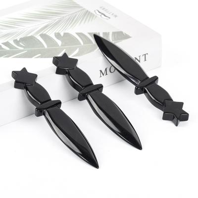 China Wholesale high quality natural stone Crystal Dagger Obsidian Knife polishing stone from Europe for sale