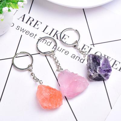 China Wholesale High Quality Raw Stones Crystal Key Chains from Europe Rose Quartz Amethyst Rock Crystal for sale