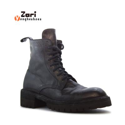 China Breathable Goodyear High End Welt Boots Goodyear Outsole Leather Zipper Boot Shoes For Men for sale