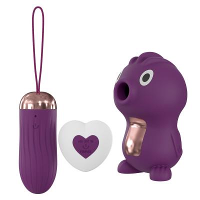 China Hot Selling Sex Real Feeling Penguin Shaped Sucking Vibrator For Women USB 10 Frequency Massager Magnetic Egg Filling Vibrating Set for sale