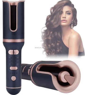 China Hotel Ceramic Barrel Ceramic Hair Wand Curling Rechargeable Cordless Automatic Rotating Hair Curler for sale