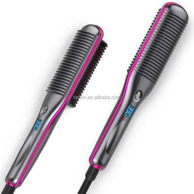 China Hotel Fast Ceramic Heating Anti Scald Automatic Temperature Lock Hair Brush Straightener for sale