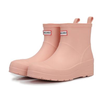 China High Quality Rubber Women Waterproof Rubber Knee Ankle Guard Rain Heel Gum Boots Gummistiefel Gelb for sale