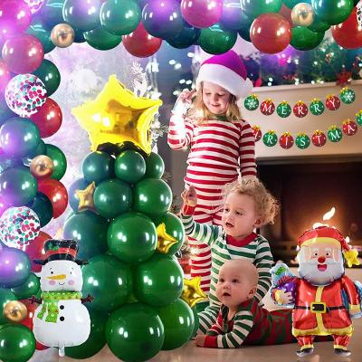 China Latex Christmas Decoration and Hanging Layout Supplies Santa Snowman Foil Balloon Flag Balloon Set for sale