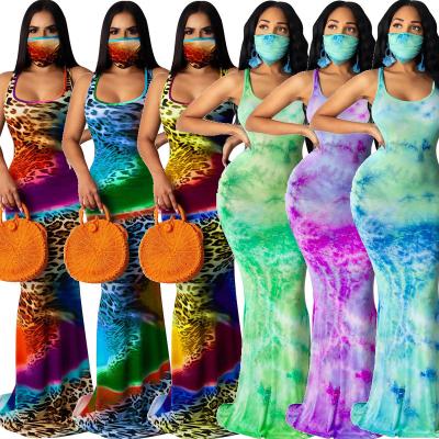 China Breathable Tie Dye Bodycon Summer 2022 Long Maxi Dress Dress For Women for sale