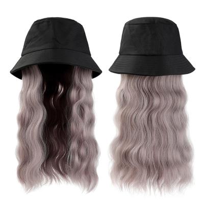 China OEM Factory Fashion Women Long Water Wave Hair Extensions Heat Resistant Synthetic Wave Hair Wig Detachable Wholesale Loose Bucket Cap for sale