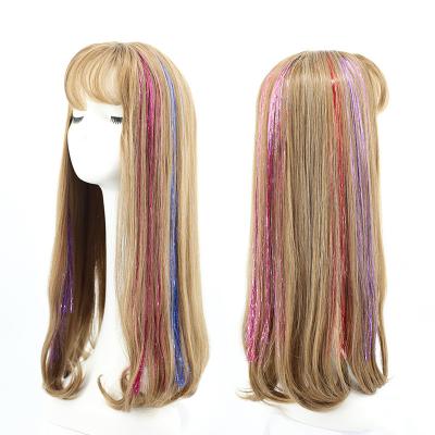 China Factory Straight Wholesale Seller Fashion Women New Arrival European BB Clip In Colorful Bling Bling Synthetic Braid Hair Extensions for sale