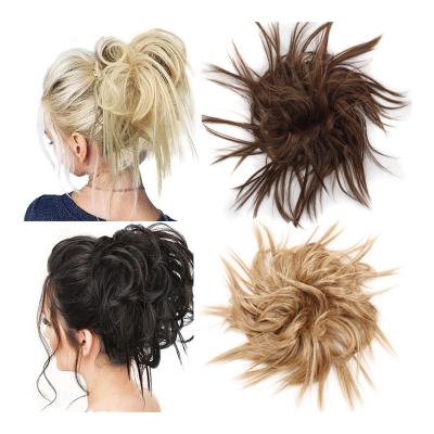 China Messy Heat Resistant Synthetic Hair Bun Elastic Band Fashion Women Ponytails Hair Accessories Blowout Natural Personal Curly Hair Piece for sale