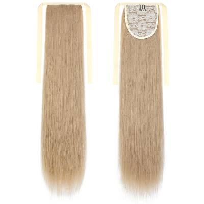 China European X-Ring Hair Fashion Girls 24 Inches Hair Extensions 100% Heat Resistant Synthetic Hair Long Straight Ponytails For Black Women for sale