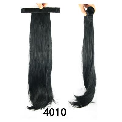 China European fashion custom women straight moq stockings long straight inside loop wrap around ponytails hair extensions heat resistant for sale