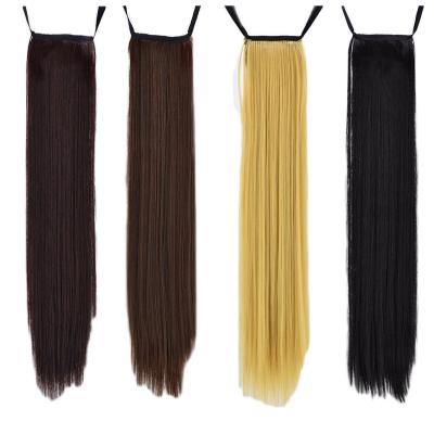 China Fashionable Hot Sale Japan Women Straight New Fashion Long Straight Drawstring Wig Chain Around Ponytails Hair Extensions Heat Resistant for sale