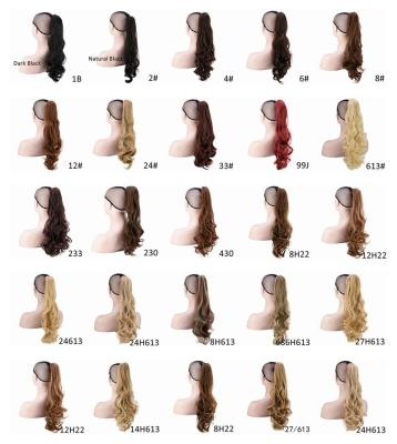 China New Style 16 Spring Curl Big Colors Body Wave Women Fashion Natural Curly Fluffy Synthetic Clip In Ponytails Hair Extensions Heat Resistant for sale