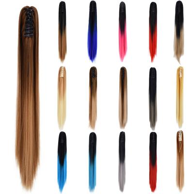 China XBWIG Factory Cheap European Straight Women Shape Big Body Wave Ombre Colored Natural Curly Fluffy Clip In Ponytails Hair Extensions for sale