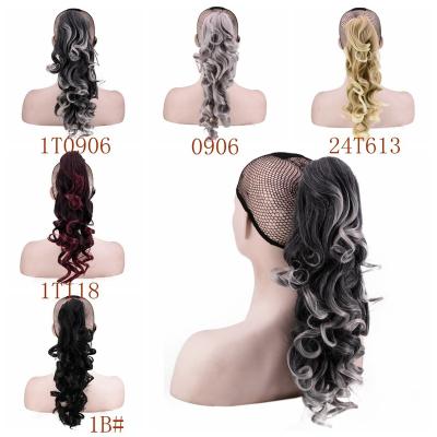 China European Spring Loop Dropshipping Fashion Short Curly Hair Piece Clip In Long Ponytails Heat Resistant Hair Extensions For Black Women for sale