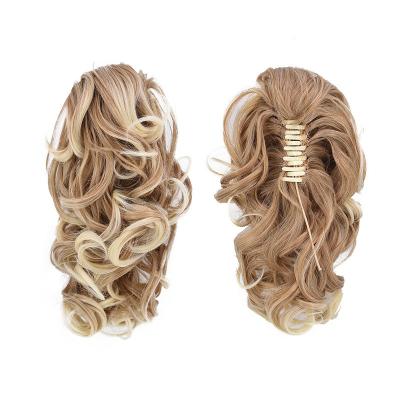 China Factory Sale Custom Women's Ombre Color Curly Spring Curl XBWIG Middle and Long Brown Claw Clip Hair Extensions Cut 100% Synthetic Ponytails for sale