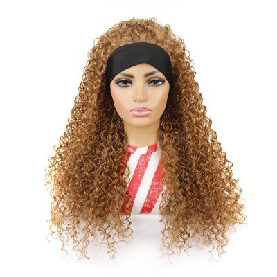 China Factory wholesale fashion chemical fiber hair ice sliver custom made brown deep curly long synthetic wig for black women for sale