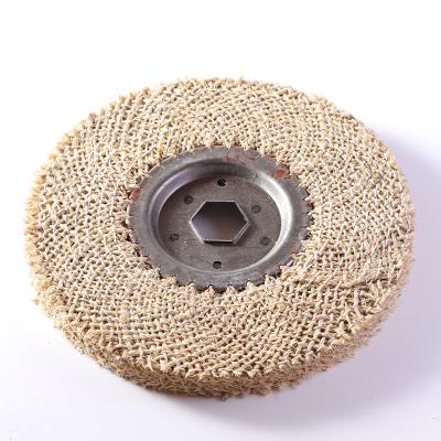 China Stainless steel Abrasive Tools Manufacturer High Quality Durable 250mm Sisal Buffing Wheel for Flat Pre-Polishing and Finishing for sale