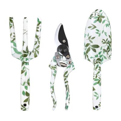 China Gardening Tools Lady Garden Aluminum Decorative Floral Printed DIY Tool Kit with Trowel Fork and Pruner as Nice Gardening Gift for Women for sale