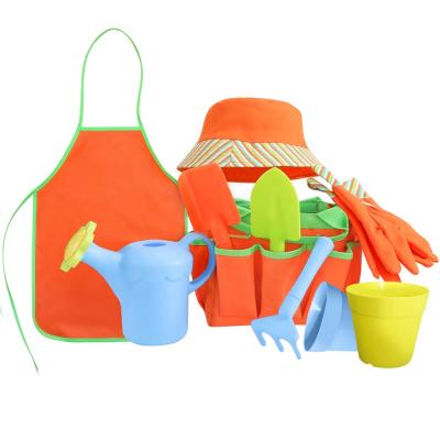 China A Set Reversible Kids Bucket Hat Gardening With Bag Reversible Plastic Planter Toolbox Apron Garden Hand Tools Hat Educational Toy for sale