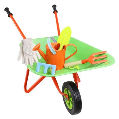 China Cute kids wheelbarrow with DIY tools and garden tools equipment for sale