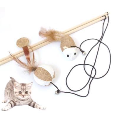 China Amazon Wholesale Toy Stocked New Design Cat Toys Feather Interactive Cat Toy Sticks for sale